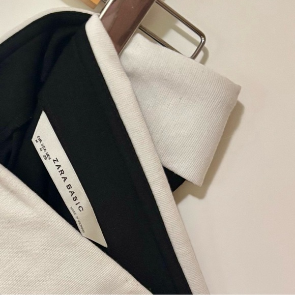 Zara| Black & White Cocktail Party Strapless Tube Top Side Zip Blouse Sz M - Picture 2 of 5